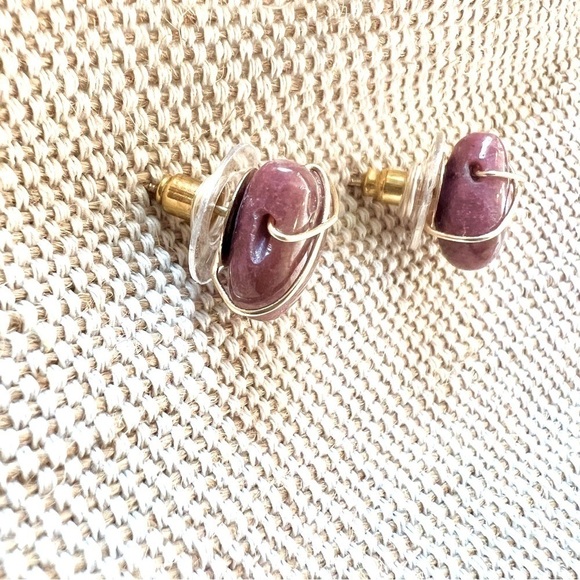 New Rhodonite stone earrings - Picture 2 of 4